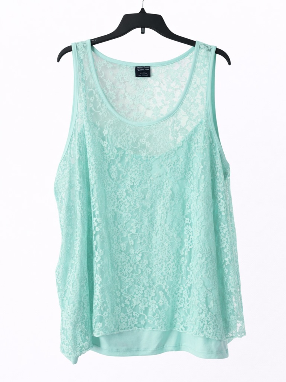 Mint Lace Tank Top | Sheer Floral Overlay Blouse | Soft Feminine Summer Top